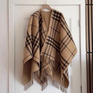 Burberry Tan and Black Check Cape